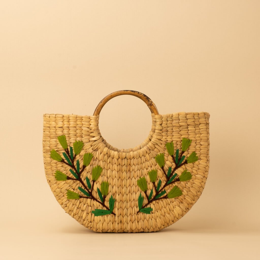 crescent tote floral embroidered