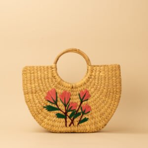 crescent tote floral embroidered