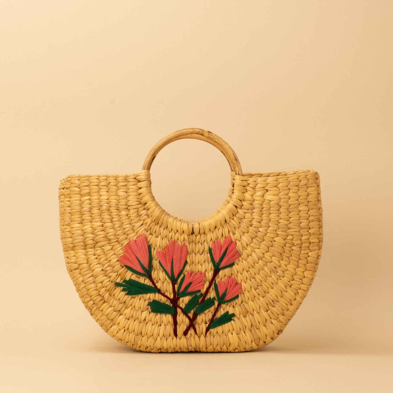 crescent tote floral embroidered