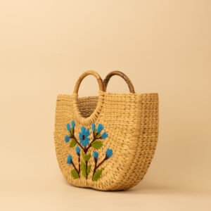 crescent tote floral embroidered