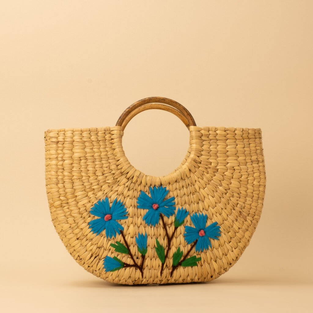 crescent tote floral embroidered
