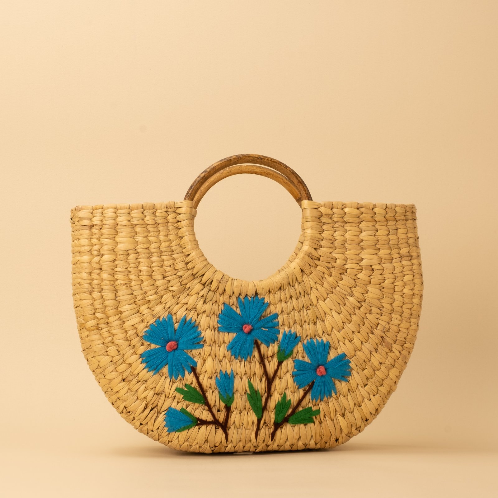 crescent tote floral embroidered