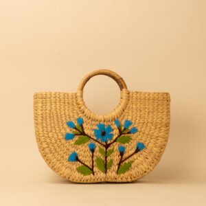crescent tote floral embroidered