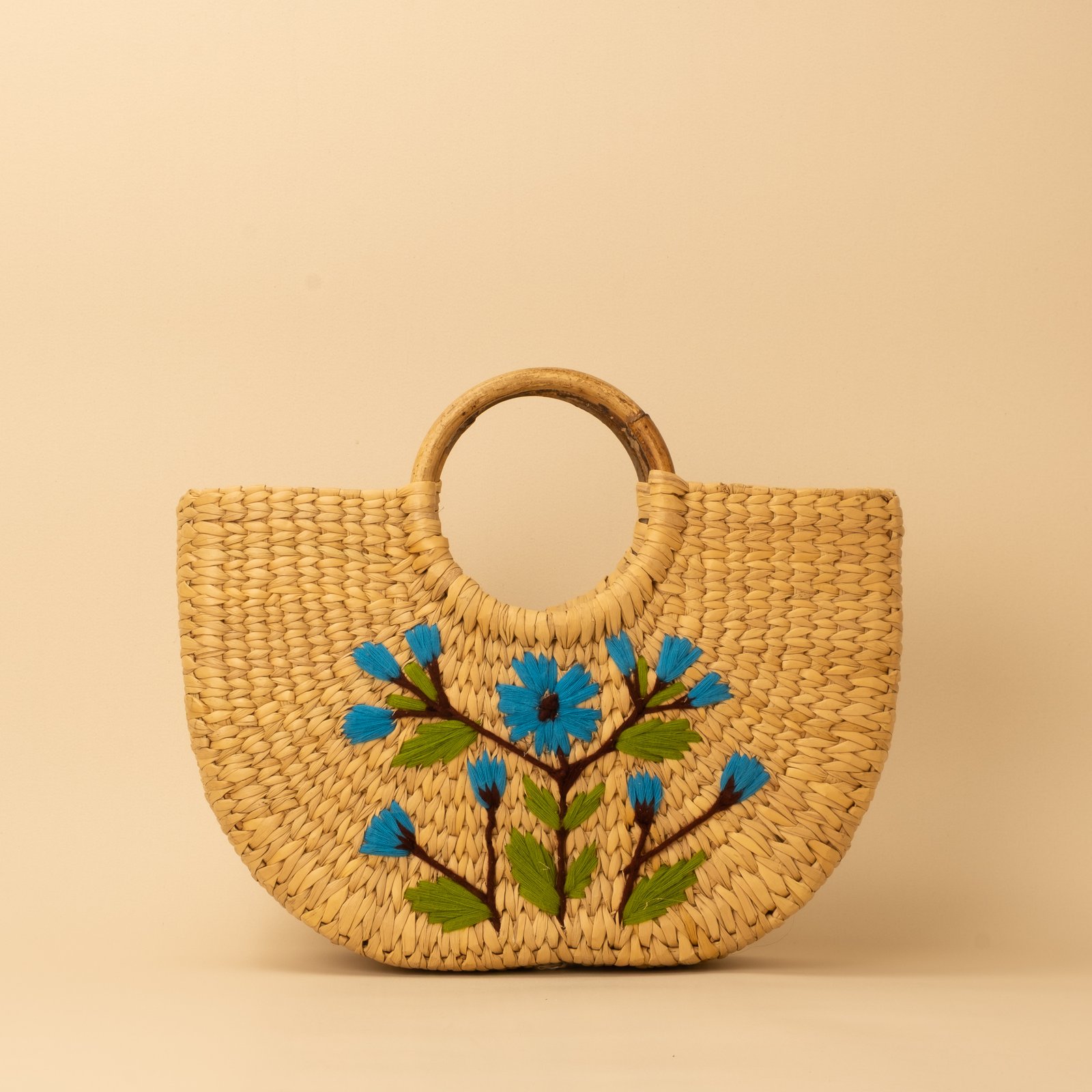 crescent tote floral embroidered