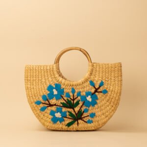 crescent tote floral embroidered