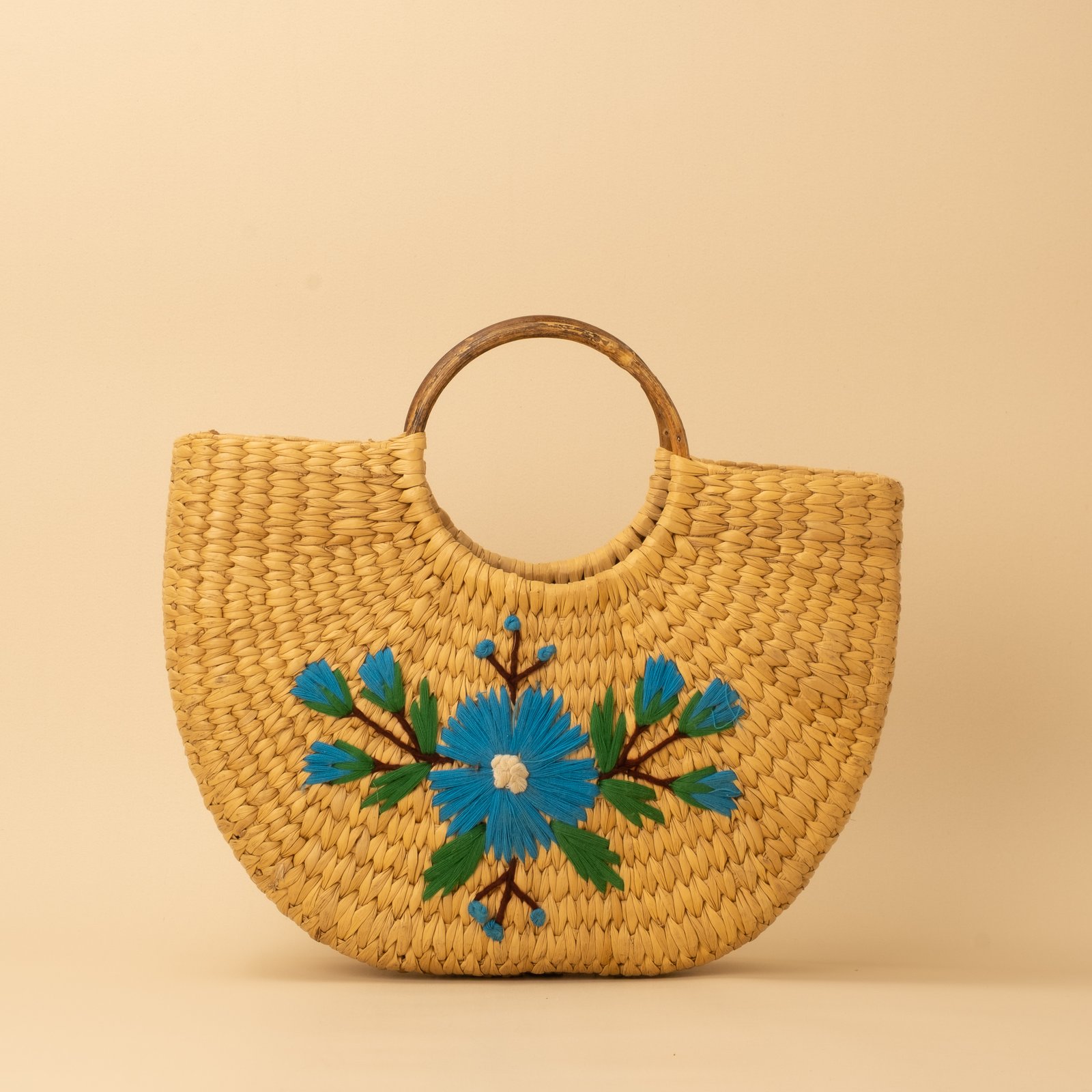 crescent tote floral embroidered