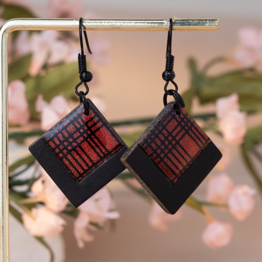 diamond plaid earrings