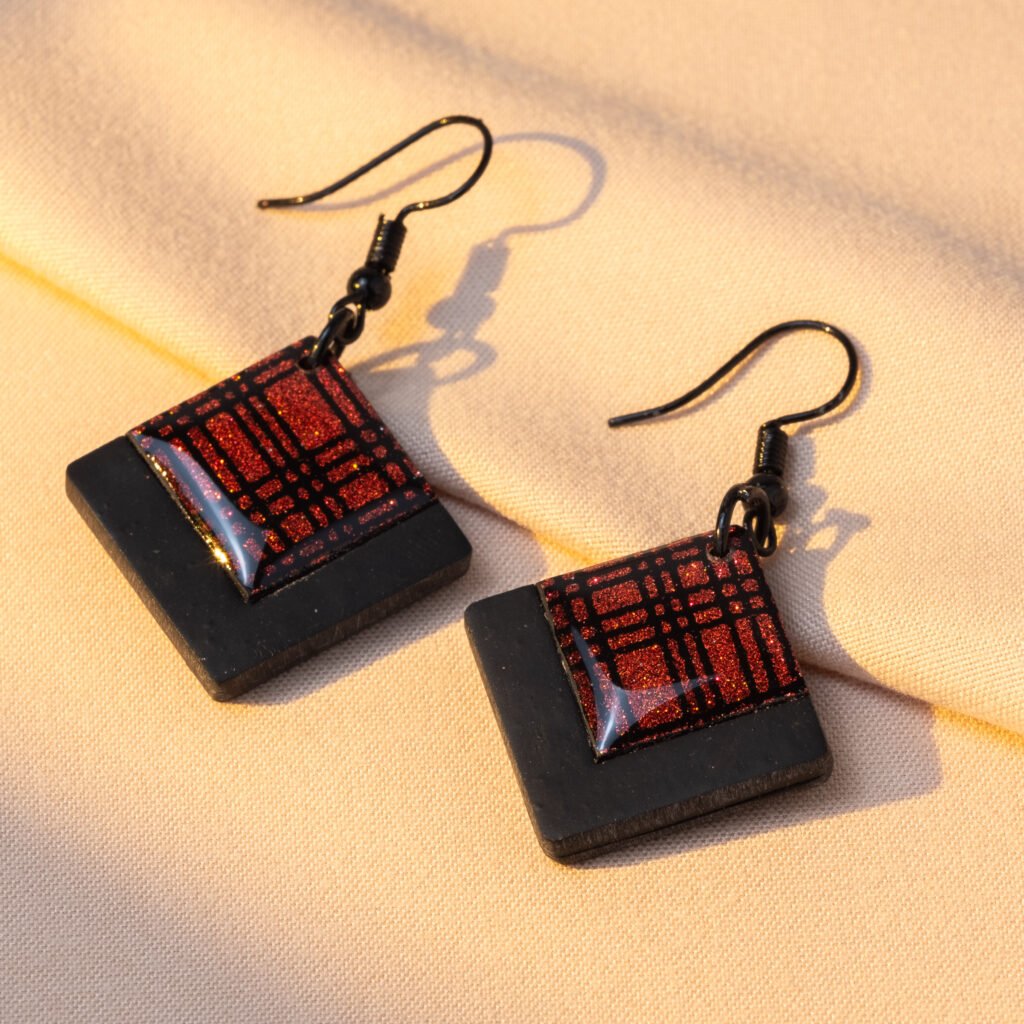diamond plaid earrings
